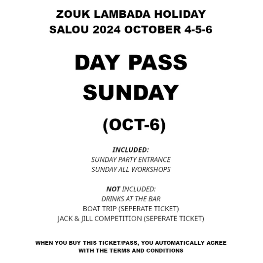 DAY PASS SUNDAY - OCT 6 (ZLH 2024)